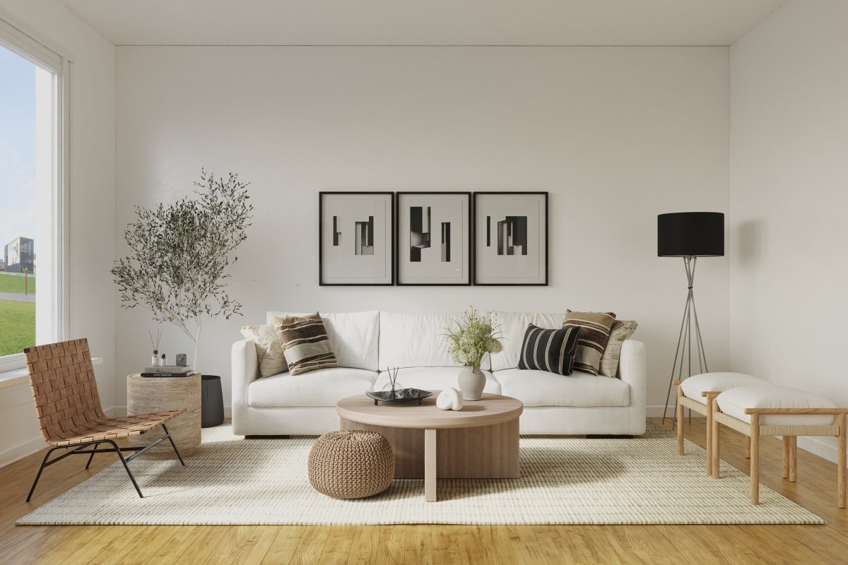 Farmhouse Barndominium Living Room Interior Design - Bella Virtual Staging