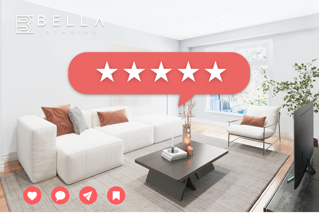 5 Star Review of a Virtually Staged Living Space