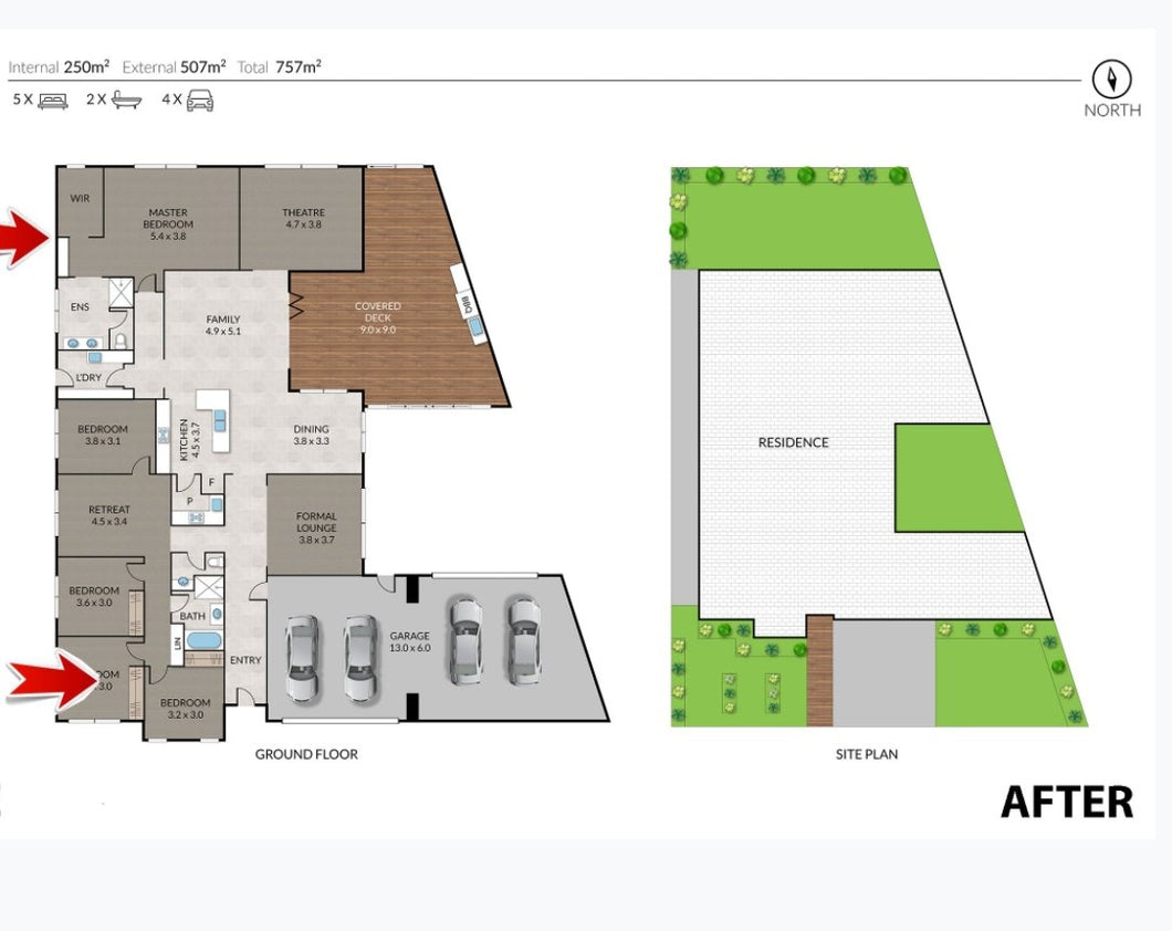 Detatched Home 2D Floor Plan Rendering
